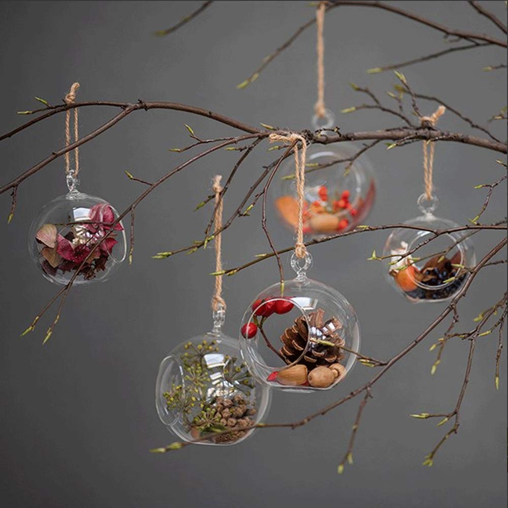 Ecosides Set of 100 Hanging Glass Orbs Hanging Glass Globe Terrariums Without 2 Side Hole for Candle Holder, TeaLight Holder Candlestick for Wedding Decor