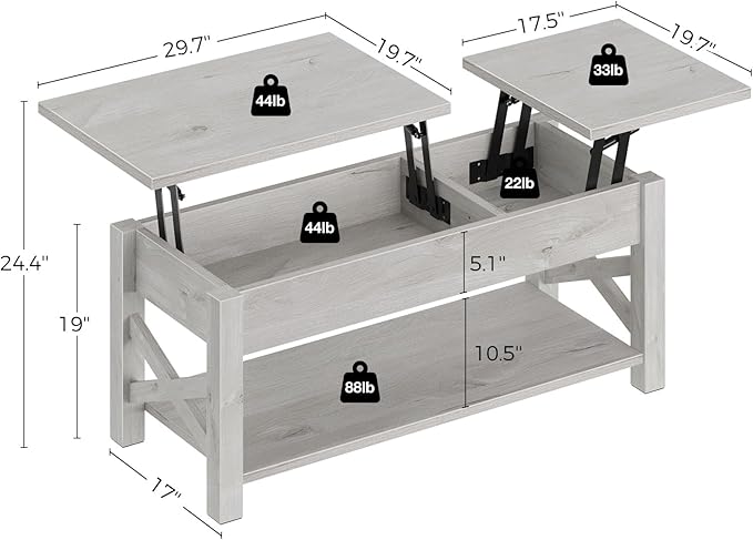 Rolanstar 47.2" Lift Top Coffee Table