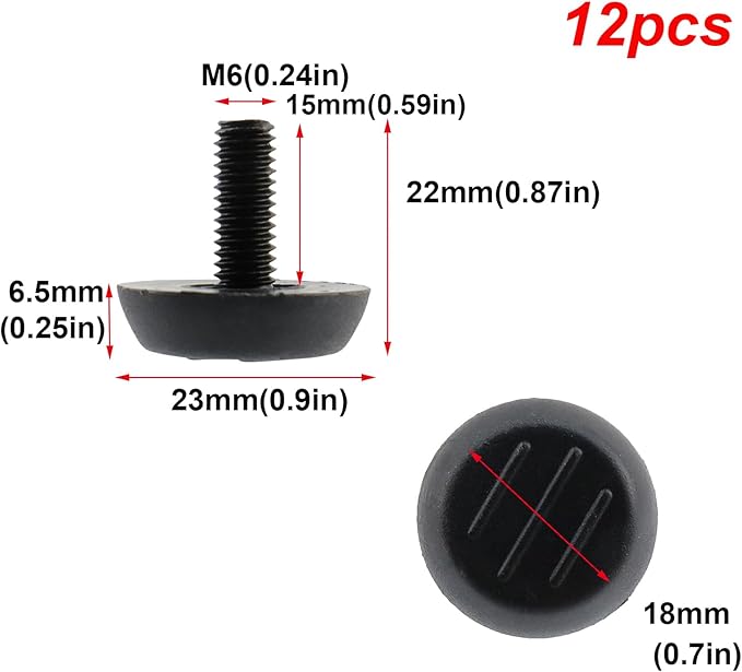 Antrader 12 Pack M6×15mm Furniture Lvelers, Table Leg Levelers, Levelling Foot