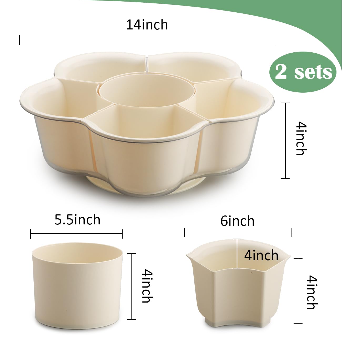 Plant Pots Indoor, 2 Pack Rotating Flower Pots with Drainage Holes & Clear Saucer (12 Small Bonsai Nursery Pots) Visible Water Level Bottom Watering Cactus Herbs Succulent Pots Planters Gardening Gift