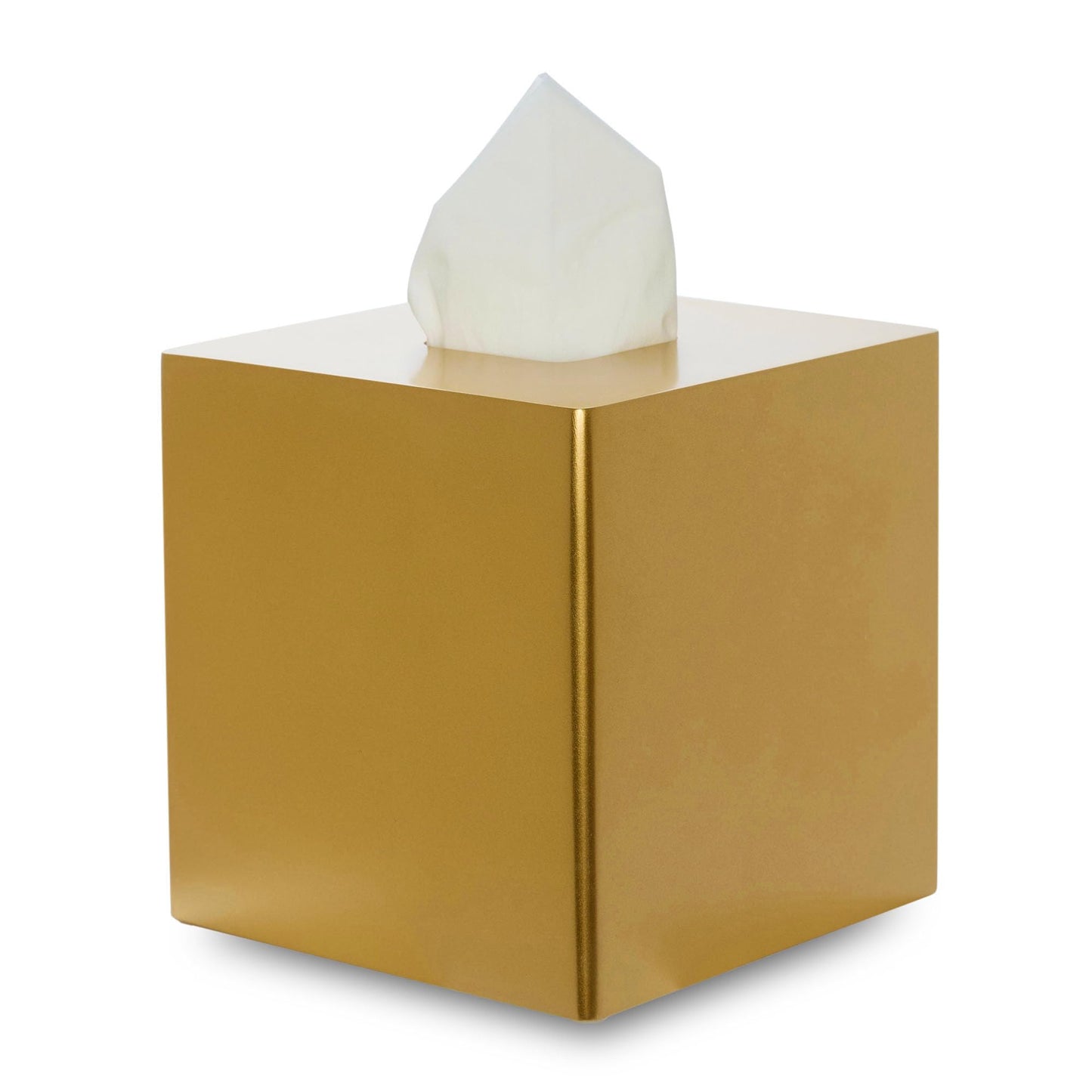 Yew Design Gold Square Tissue Box Cover, Decorative Tissue Box Dispenser for Bathroom, Parlors, Office, Bedroom Dresser, Vanity Countertop, Nightstand, Car, and Desk