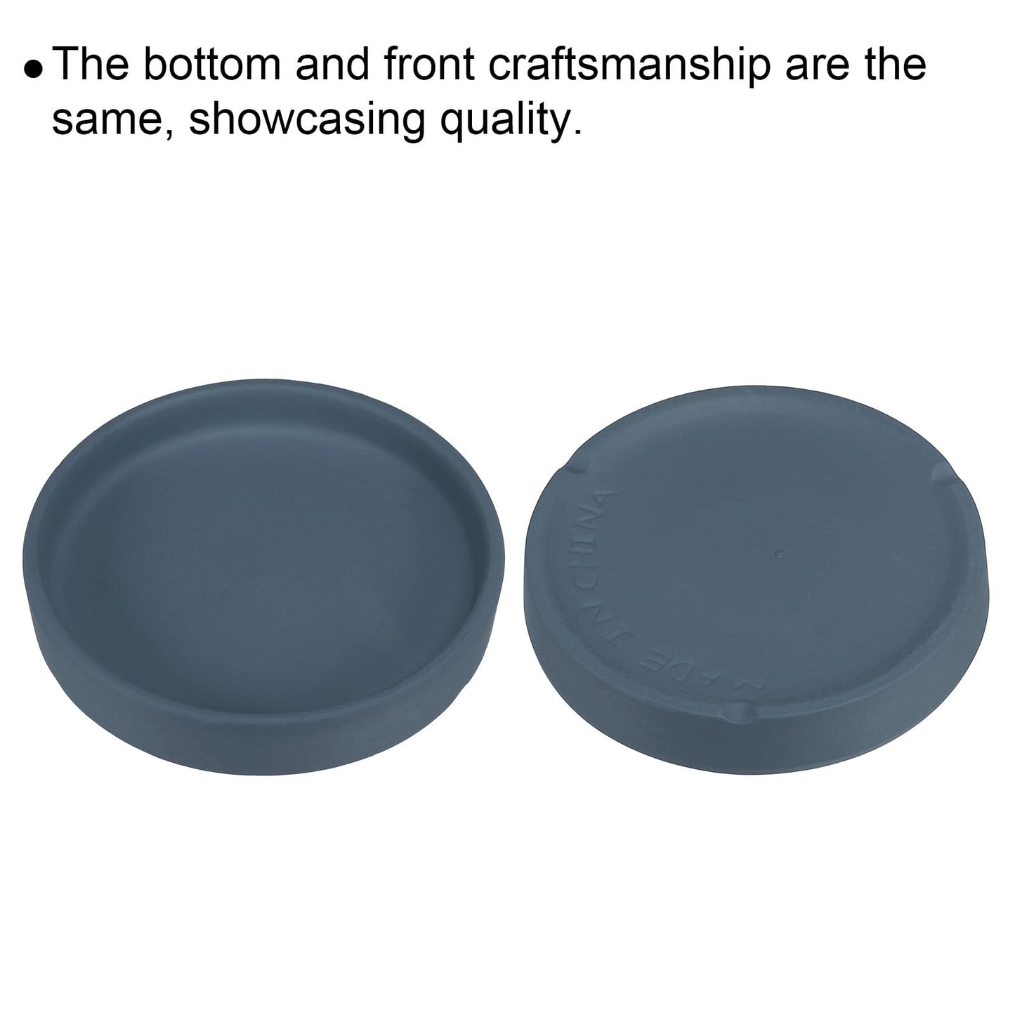PATIKIL 4.5 Inch Round Ceramic Plant Saucer, 4 Pack Plant Saucer Tray Flower Planter Drip Tray for Indoors Outdoors Patio Balcony, Dark Blue