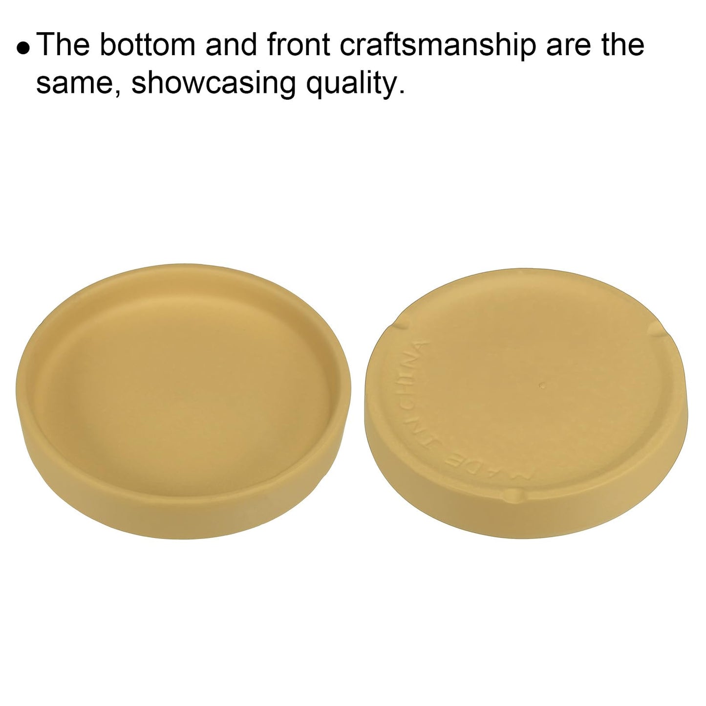 PATIKIL 4.5 Inch Round Ceramic Plant Saucer, 4 Pack Plant Saucer Tray Flower Planter Drip Tray for Indoors Outdoors Patio Balcony, Yellow