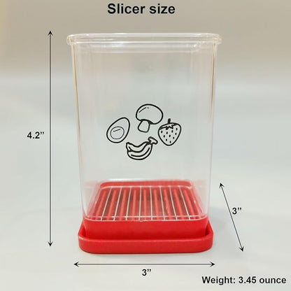 Fruit Slicer Cup, Strawberry, Banana, Mushroom, Grape & Egg Cutter, Portable Stainless Steel Slicer with Push Plate, Kitchen Gadget for Salad Making, Speed Fruit & Vegetable Cutter, Slicing Tool