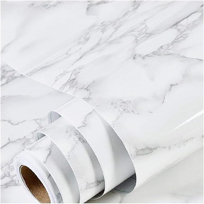 practicalWs Marble Wallpaper Granite White and Gray Wall Paper Roll 47.2" x