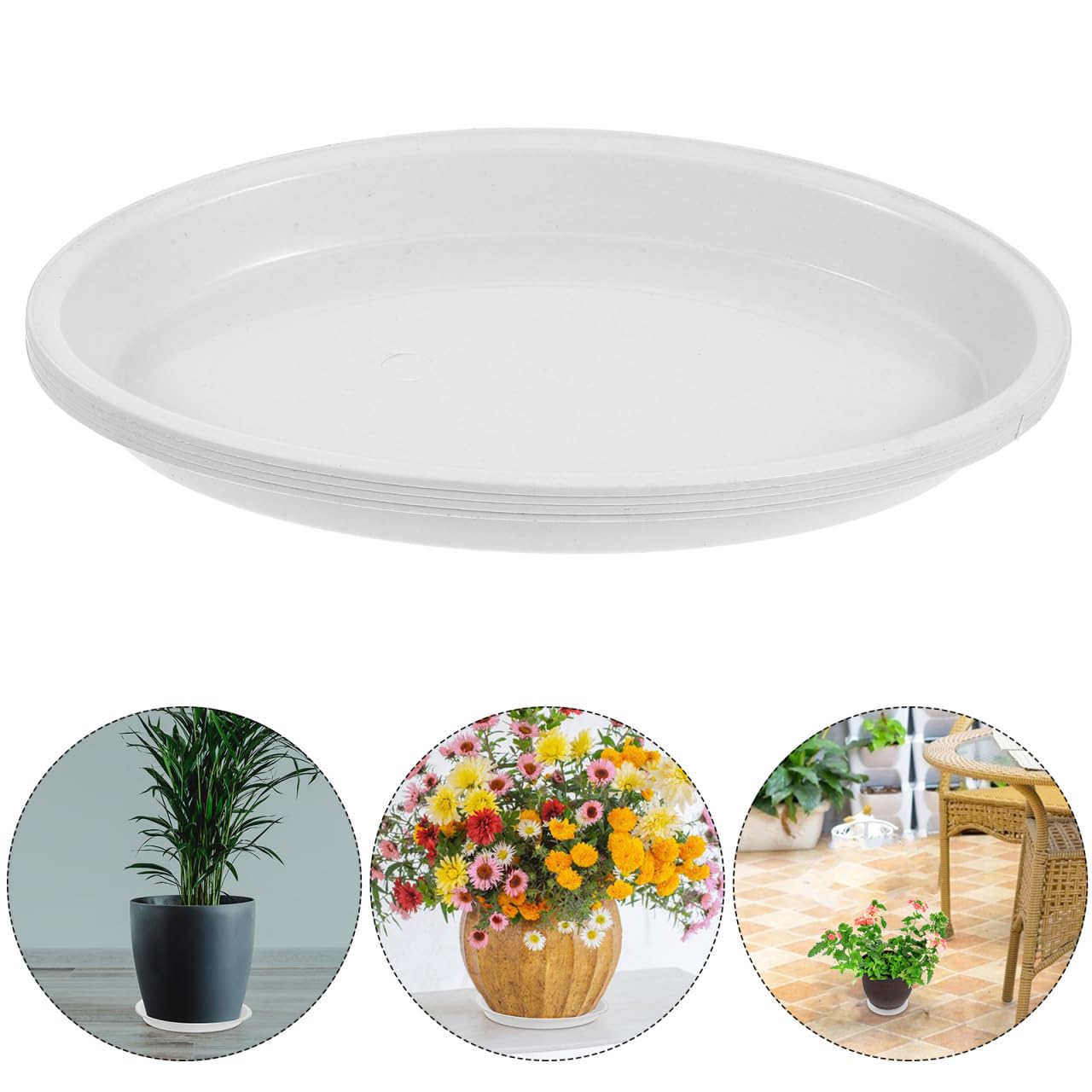 BESPORTBLE 4-Pack Oval Plastic Plant Saucers 11.22X7.28In Water Drip Trays for Indoor Outdoor Flower Pots Decorative Planter Base Trays