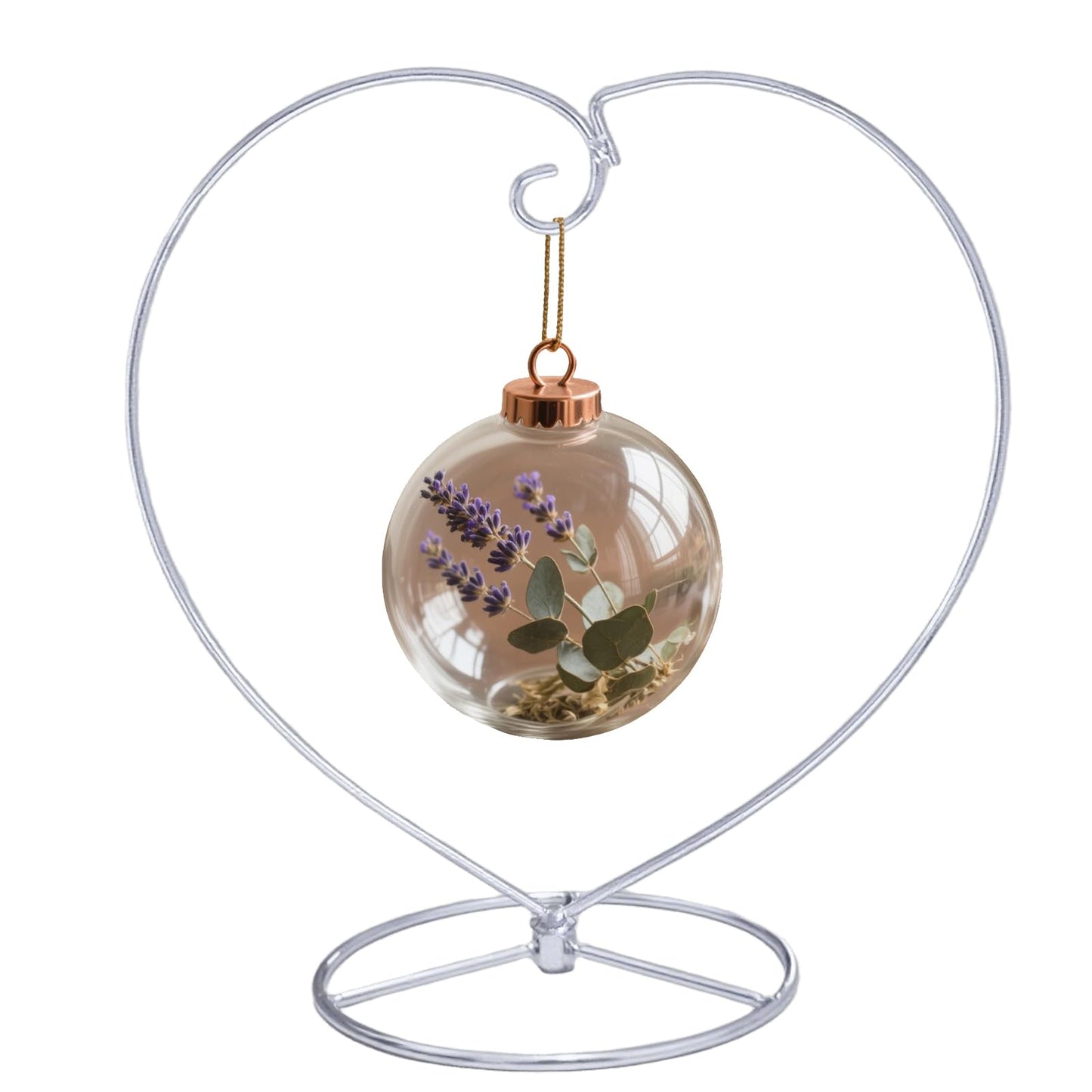 YY YEARCHY Ornament Display Stand for Hanging Glass Globe Ball, Air Plant Flower Holder (Silver, 9" x 8.8")