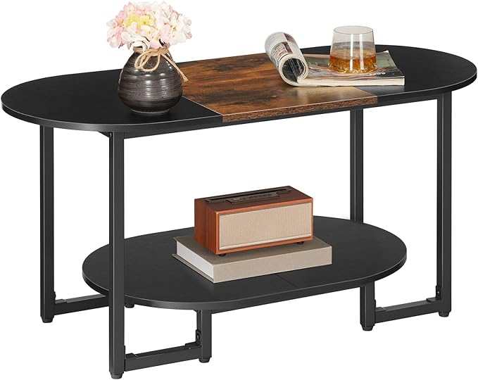 HOOBRO Coffee Table for Living Room, Oval Small Coffee Table