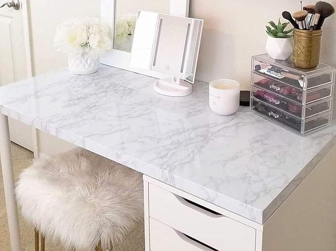 practicalWs Marble Paper Granite Gray/White Roll Kitchen Countertop Cabinet