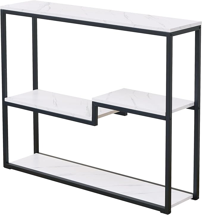 loglus Console Table for Entryway, Faux Marble MDF Sofa Table