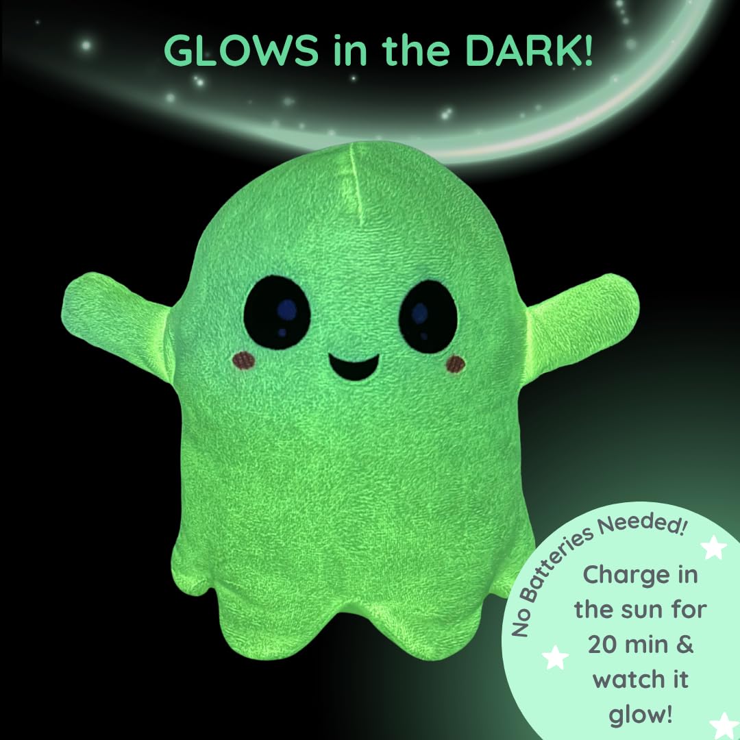 1i4 Group Glow in the Dark - Ghost - Microwavable & Weighted Plush Stuffed Animal - Heated Plushie for Warmth - Cute, Soft, Cozy Toy for Adults & Children (Boys, Girls, & Toddlers) by Warm Pals