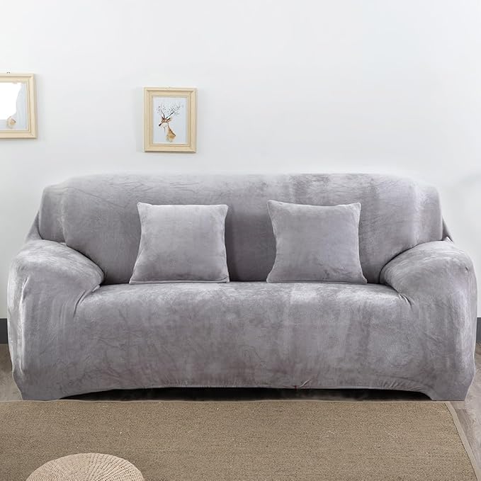 vctops 1-Piece Velvet Plush Stretch Sofa Slipcover