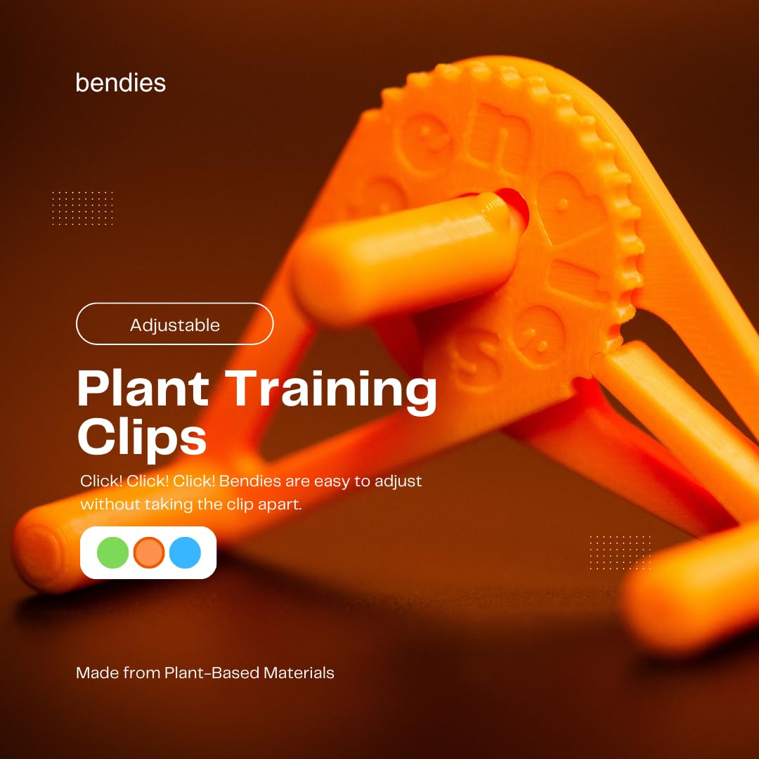 Bendies LST Plant Training Clips 50 Pack Green - v2.0 Adjustable Low Stress Green Support Clips for Stem Bending, Grow Tent, Plant Ties & Gardening Accessories