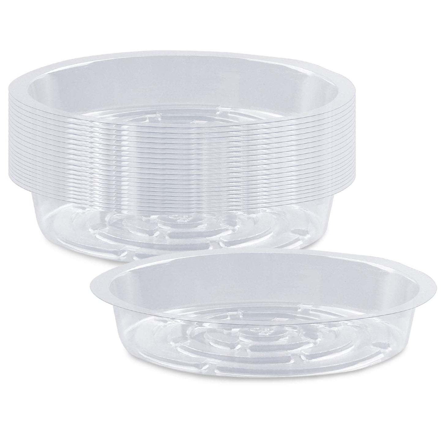 Rocutus Plant Saucer,20 Pack Plastic Plant Saucer Drip Trays Small Plant Plate Dish,Heavy Duty Clear Plastic Plant Saucers Flower Pot Tray Flower Pot Drip Pan for Indoor and Outdoor Plants (6 Inch)