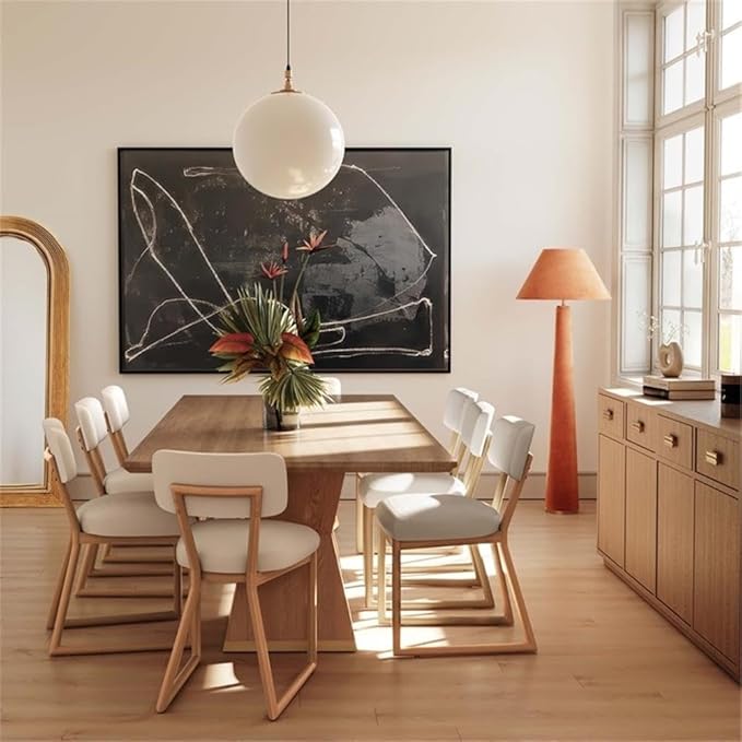 Pemberly Row Contemporary Dining Chair, Cream Recycled Fabric Upholstery