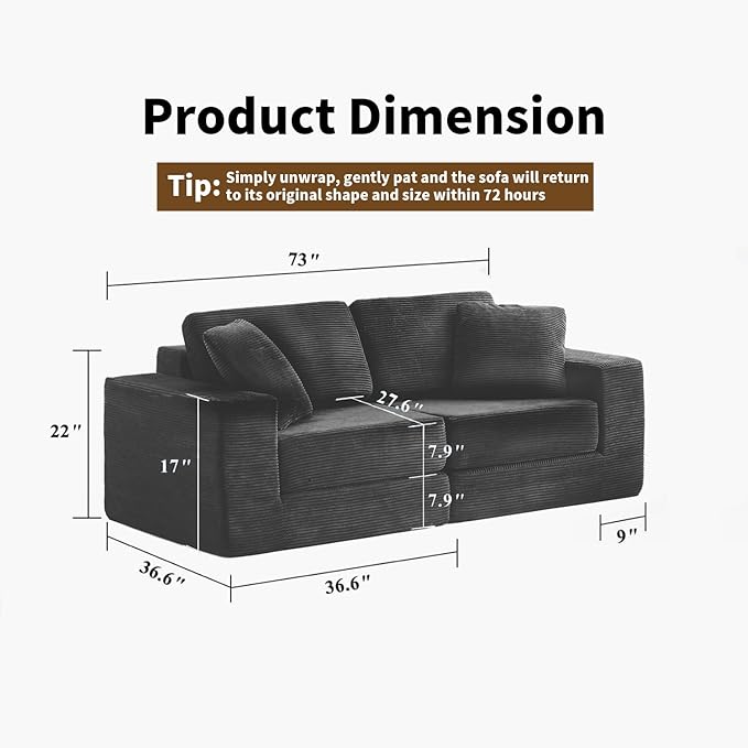 FILUXE Modular Sectional Sofa, Modern Modular Sofa Couch