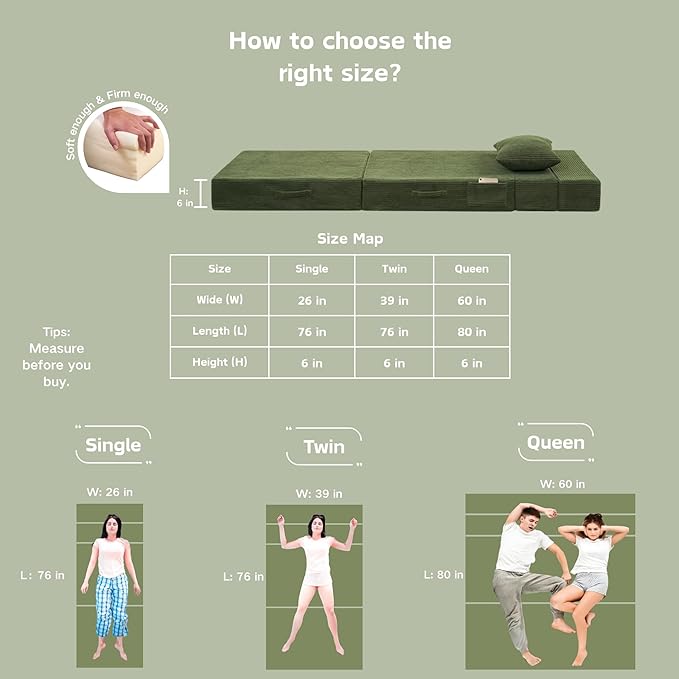 Folding Sofa Bed, 4 in 1 Convertible Sleeper Chair