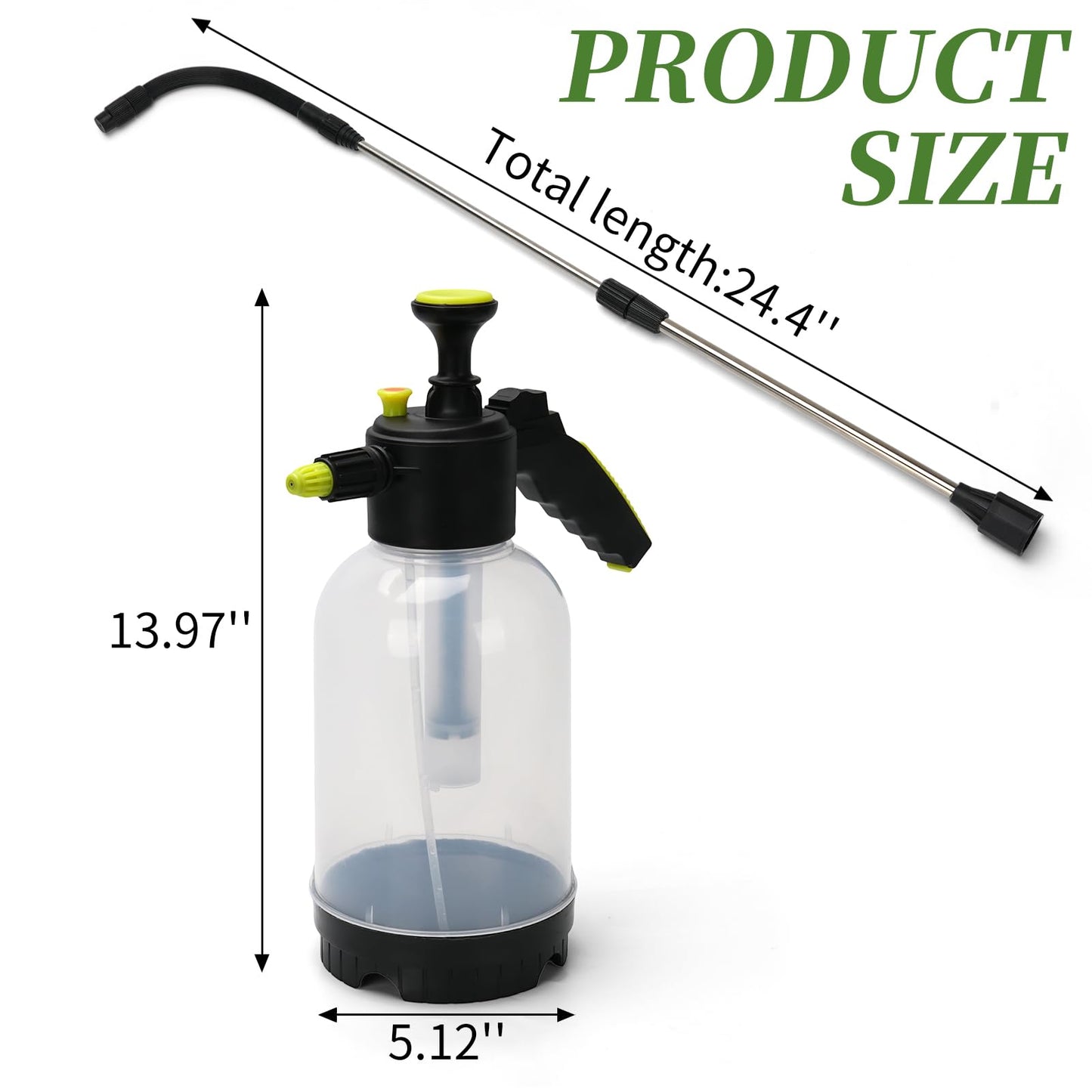 Handheld Pump Sprayer for Hanging Plants with 24.4" Long Spout, Watering Bottle Sprayer for Watering Hanging Plant Basket, Hard to Reach High Plant for Indoor or Garden 2L(0.5Gal)