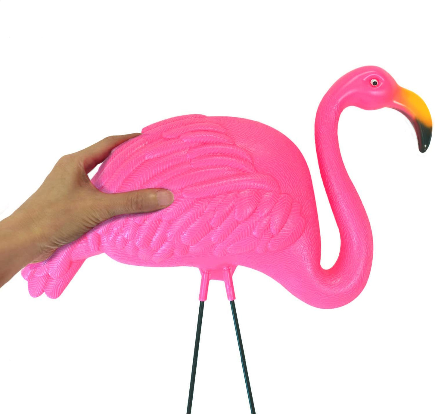 GiftExpress Pink Flamingos Yard Decorations - 4 Pack Extra Large 24" Tall Plastic Flamingo Statue w/Metal Stakes - Lawn Ornaments & Garden Decor for Outdoor Parties