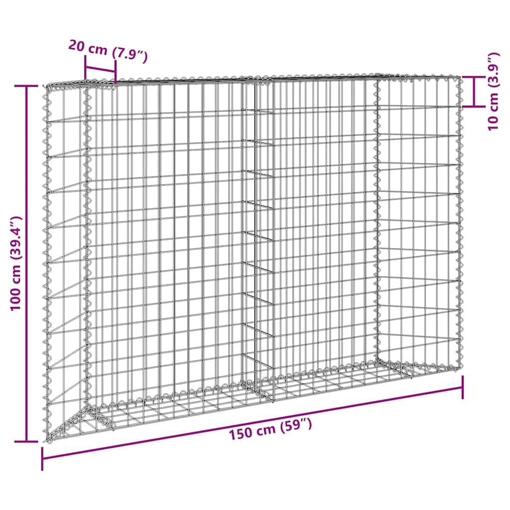 vidaXL Galvanized Steel Gabion Raised Bed - Versatile and Durable Planter for Garden and Patio - Weather- 59.1"x7.9"x39.4" Silver