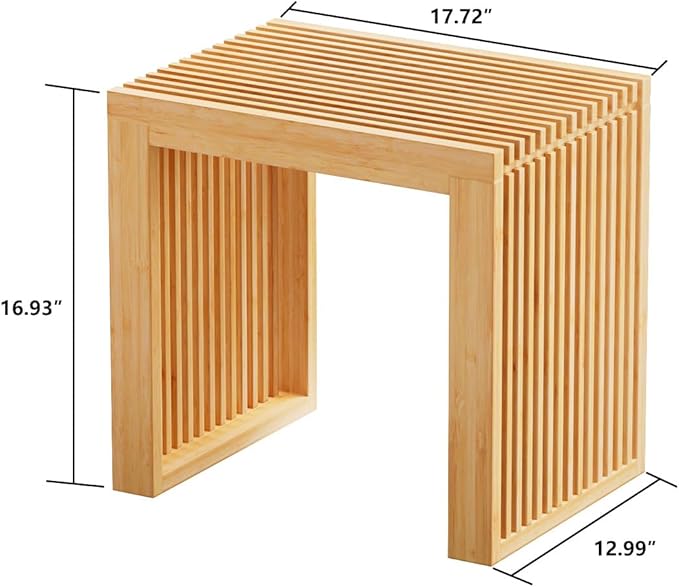 Small Bamboo Dining Bench, 17inch Farmhouse Decor Indoor Kitchen Table Bench