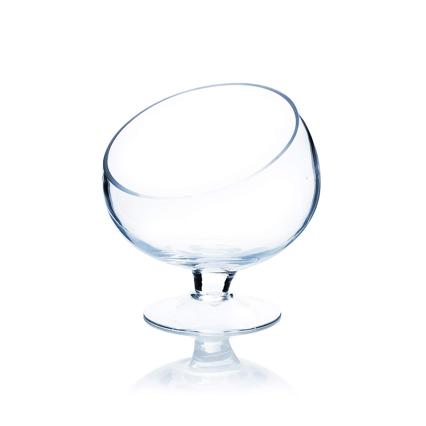 WGV Slant Cut Bowl Glass Vase with Stand, Width 8.25", Height 8.75", Clear Planter Terrarium, Candy Dish, Fruit Jar for Wedding Party Event, Home Office Decor, 1 Piece
