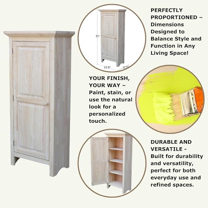 Single Jelly Cabinet, Solid Parawood Construction, 22.8"W x 12.5"D x 51"H