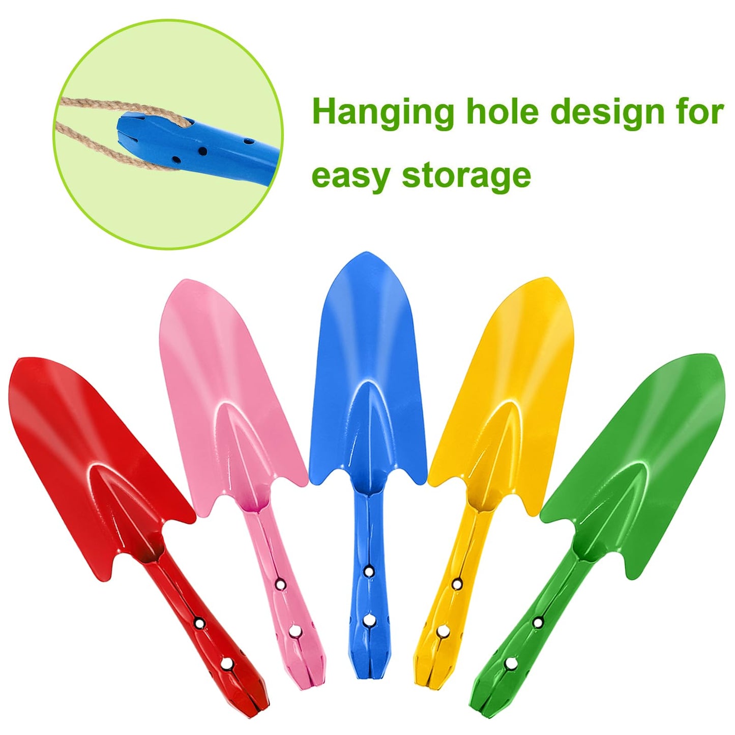 Nicunom 10 Pack Colorful Metal Hand Shovels, Garden Trowel Set Small Gardening Hand Tools for Soil Planting Digging Transplanting, 5 Colors