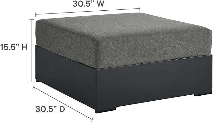 Modway Tahoe Aluminum Ottoman in Gray Charcoal