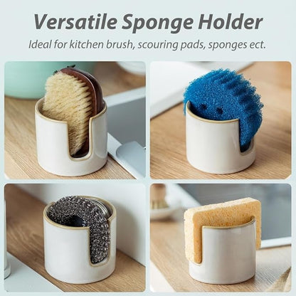 Sponge Holder for Kitchen Sink, Ceramic Dish Sponge Drying Caddy Scrubby Daddy