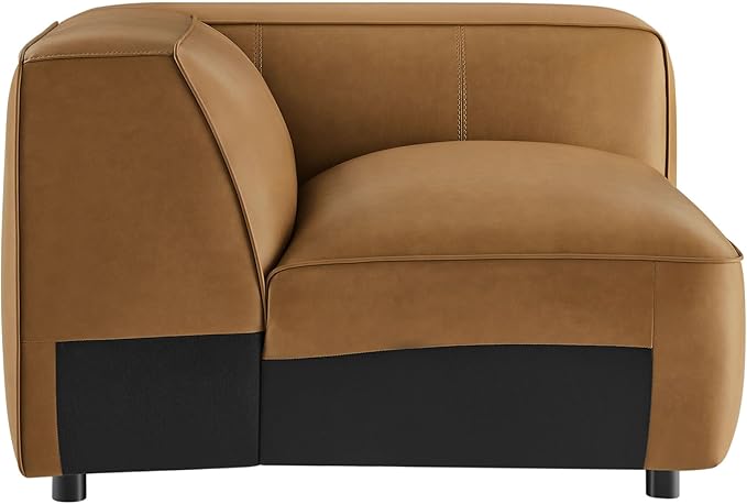 Modway Auren Vegan Leather Right Modular Armchair in Camel