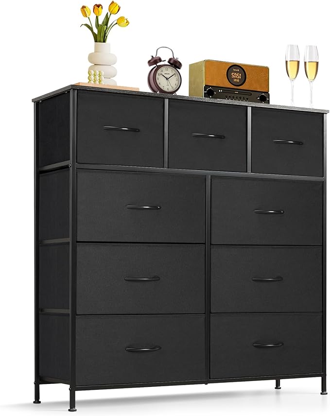 9-Drawer Dresser for Bedroom, Anti-Tip Tall Storage Organizer Chest of Drawers