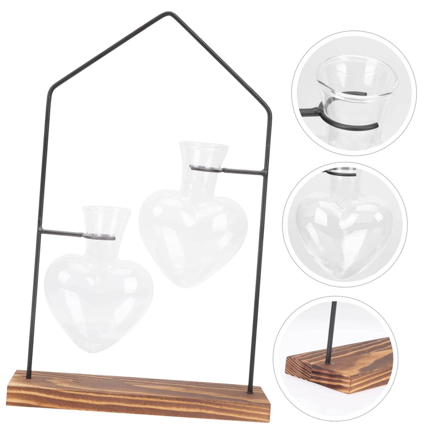 YARNOW 1set Glass Hydroponic Planter Iron Stand for Indoor Plant Terrarium Elegant Decoration for Home Office and Events Unique Scandinavian Design
