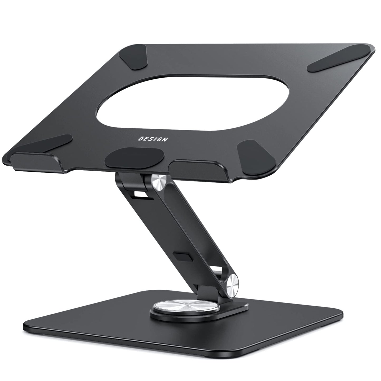 BESIGN LSX7 Laptop Stand with 360 Rotating Base, Ergonomic Adjustable Notebook Riser, Foldable Computer Holder Compatible with 10-15.6" Laptops (Black)
