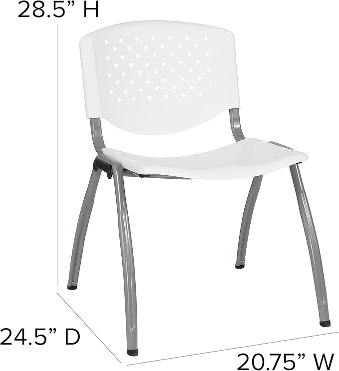 Flash Furniture HERCULES -5 Pack 880 lb. Capacity White Plastic Stack Chair |