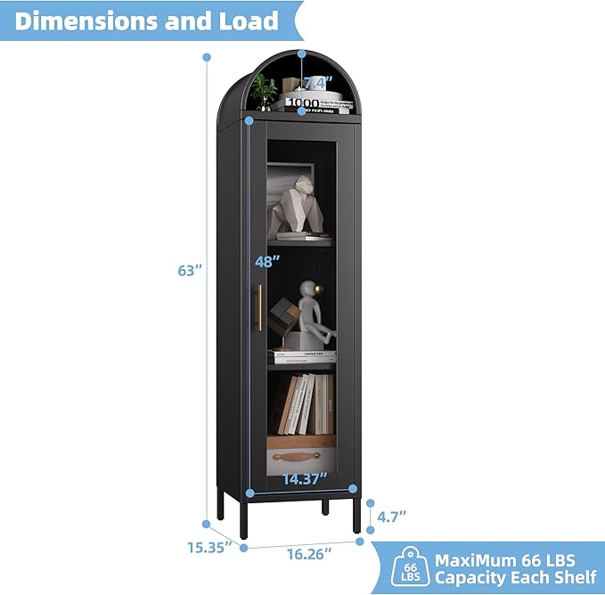METAN Tall Metal Arched Display Cabinet