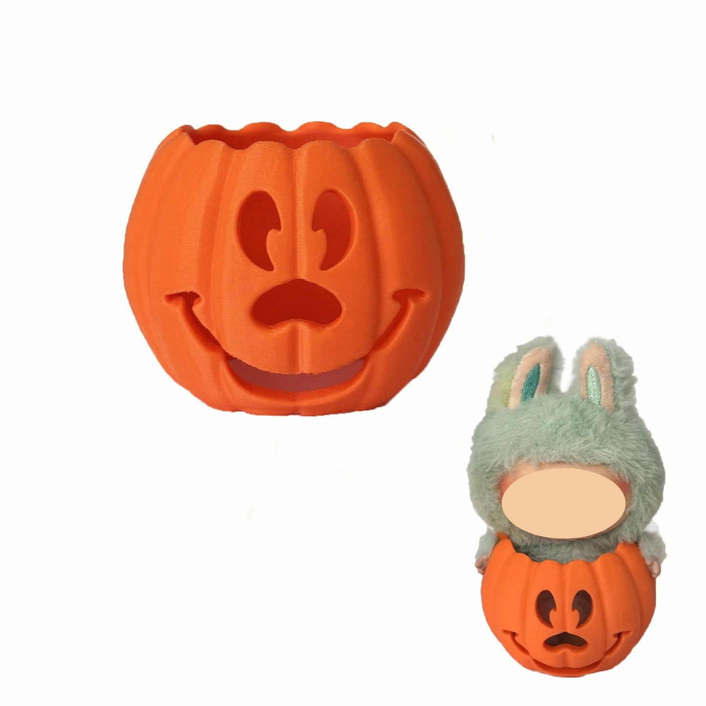 Halloween Pumpkin Holder for Labubu Figure - Cute Serving Bowl for Mini Collectible Display, Holiday Tabletop Decor for Dining & Party Serveware，Halloween Decoration