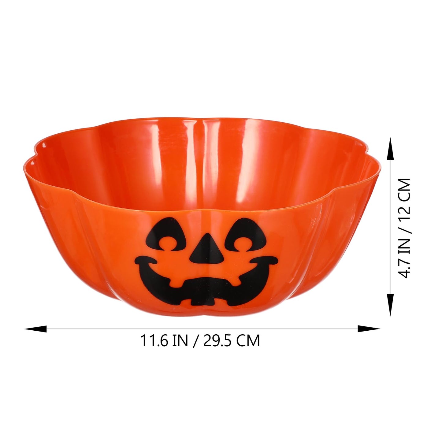 Hemoton Halloween Fruit Salad Bowl 11.6 Inch Pumpkin Shape Orange Plastic Candy Serving Dish Multi-Use Plate for Party Snacks Festive Holiday Decor