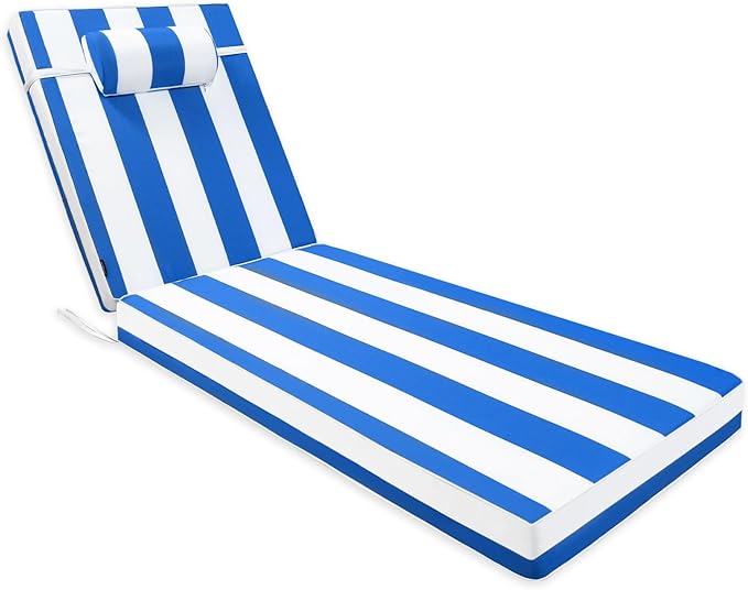 Chaise Lounge Cushion for Outdoor Furniture, Waterproof, Fade-Resistant and