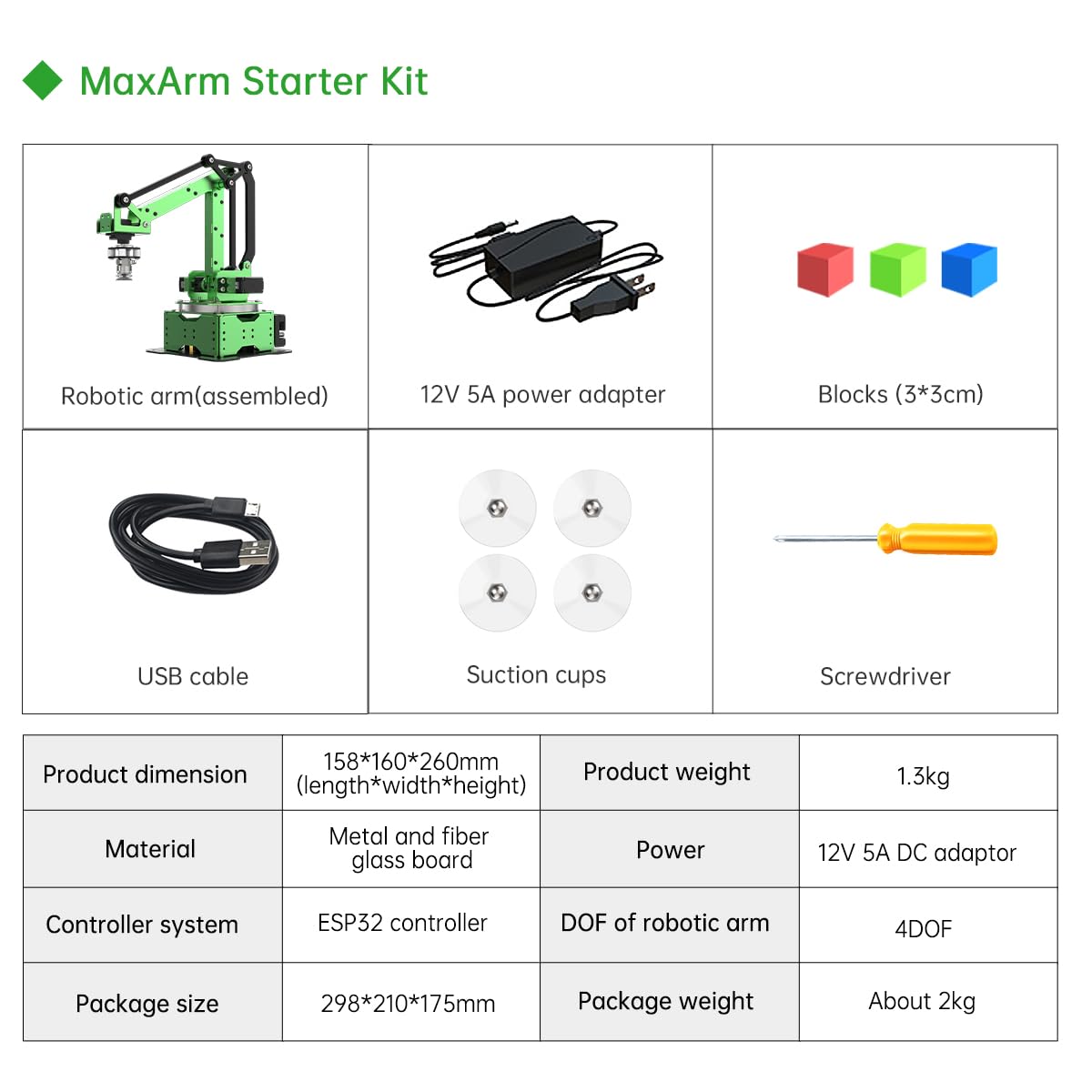 LewanSoul Robotic Arm Kit, MaxArm for Arduino Python Programming ESP32 Open Source Smart Robot Arm with Bus Servo, Suction Nozzle, WiFi Bluetooth Connection, STEM Science Education, Starter Kit