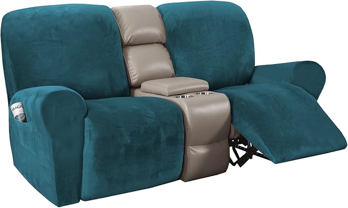H.VERSAILTEX Velvet Stretch Recliner Couch Covers 6-Pieces Recliner Loveseat