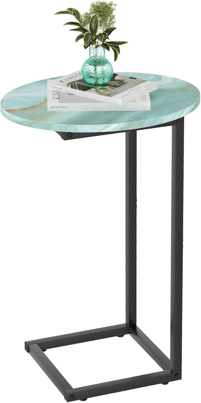 C Shaped End Side Table, Small Oval Couch Sofa Table