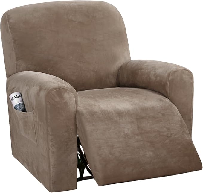 H.VERSAILTEX Velvet Stretch Recliner Couch Covers 4-Pieces Style Recliner Chair