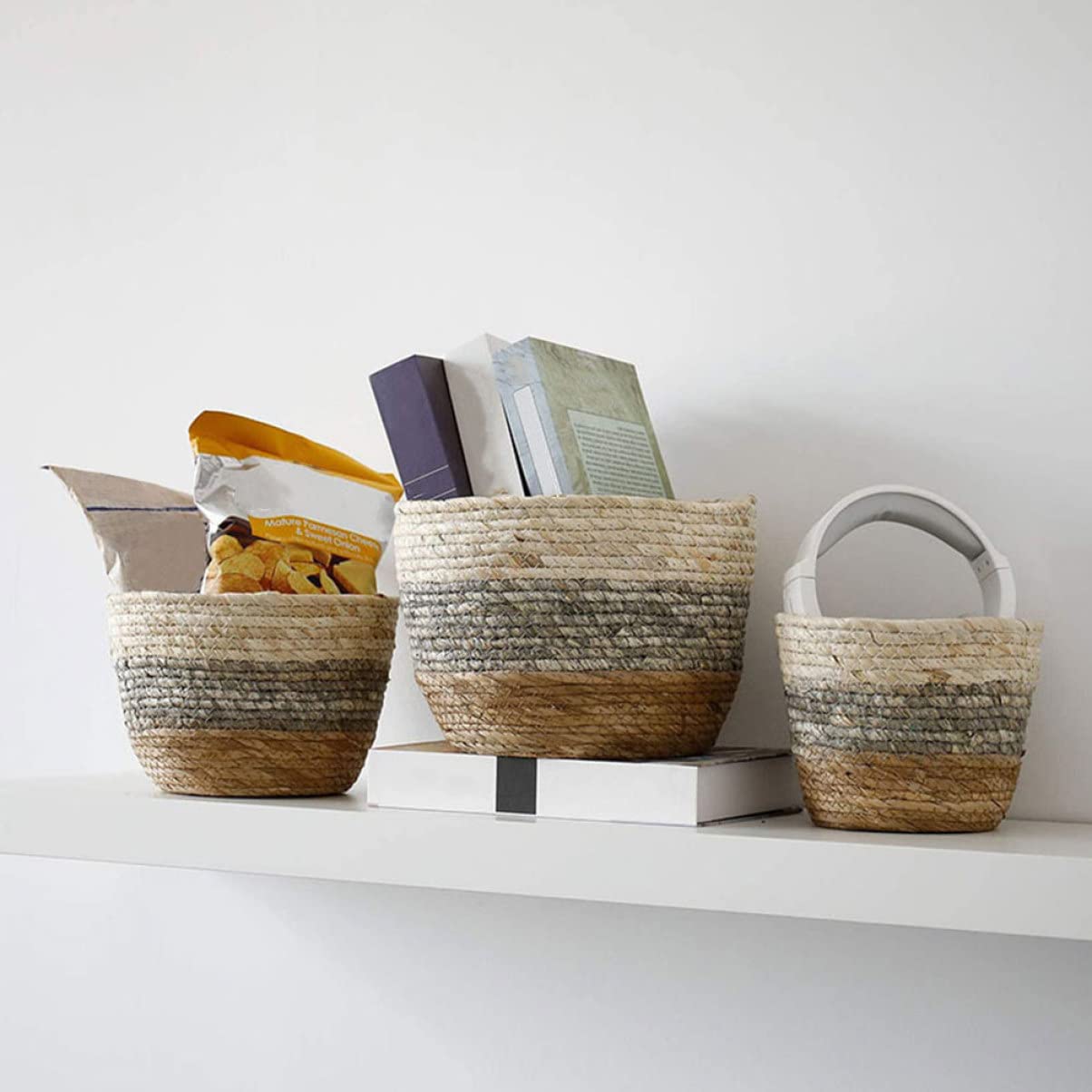 Kisangel 2pcs Flower Basket Woven Planter Plant Pots Indoor Plant Basket Multi-Purpose Woven s for Plant Multi-Purpose s Straw Flower Pot Girl Grass