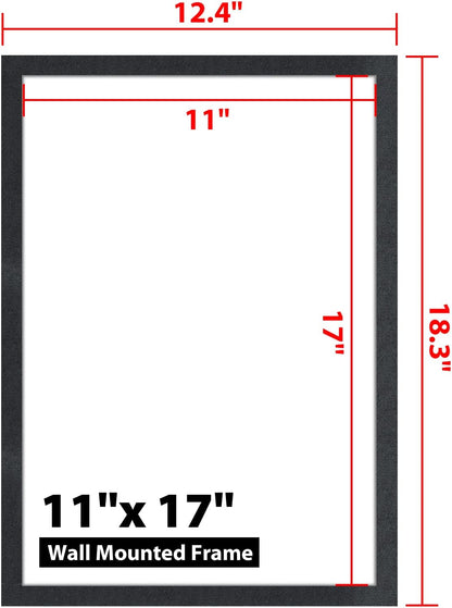 11"x 17" Self Adhesive Sign Holder, Double Sided Window Display Frame with Clear PVC and Strong Magnetic for Office/Home/Store/Door/Glass/Wall (Black, 20Pack)