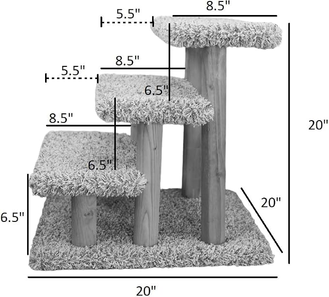 Solid Wood Stairs for Cats and Dogs, Gray Speckled