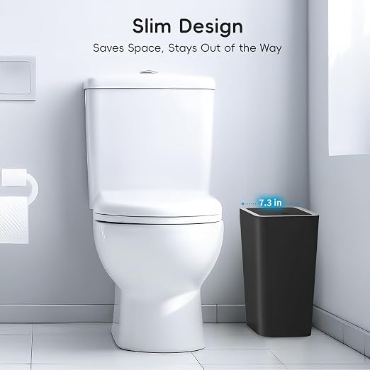 Lysam Small Trash Can, 3 Pack 4 Gallons Bathroom Garbage Can with Lid Press-Top, Small Waste Basket with Trash Bags, Slim Plastic Garbage Bin for Dorm, Office, Bedroom, Kitchen, Living Room (White)