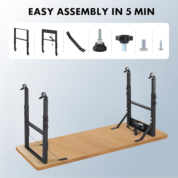 19.6-Inch Depth Workbench Frame, Height Adjustable 28.5" to 33.8", Heavy Duty