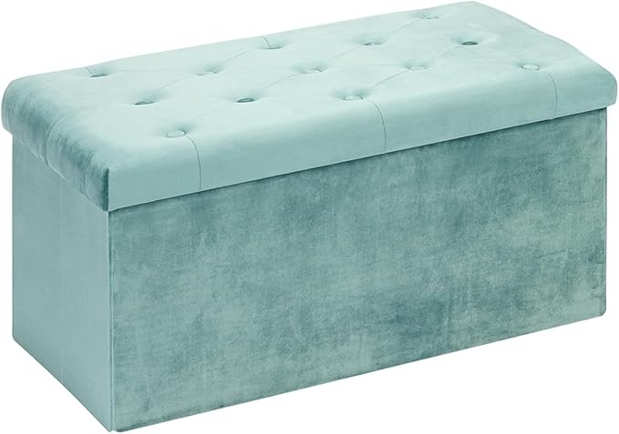 B FSOBEIIALEO Folding Storage Ottoman, Long Ottomans Shoes Bench, Velvet