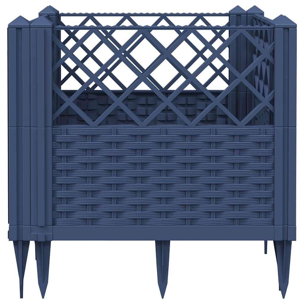 WRJENFSC Blue Grey Square Modular Garden Planter 17.1 Inch Polypropylene with Basketweave Matte Finish for Outdoor Flowers Vegetables Gardening on Patio Balcony Backyard